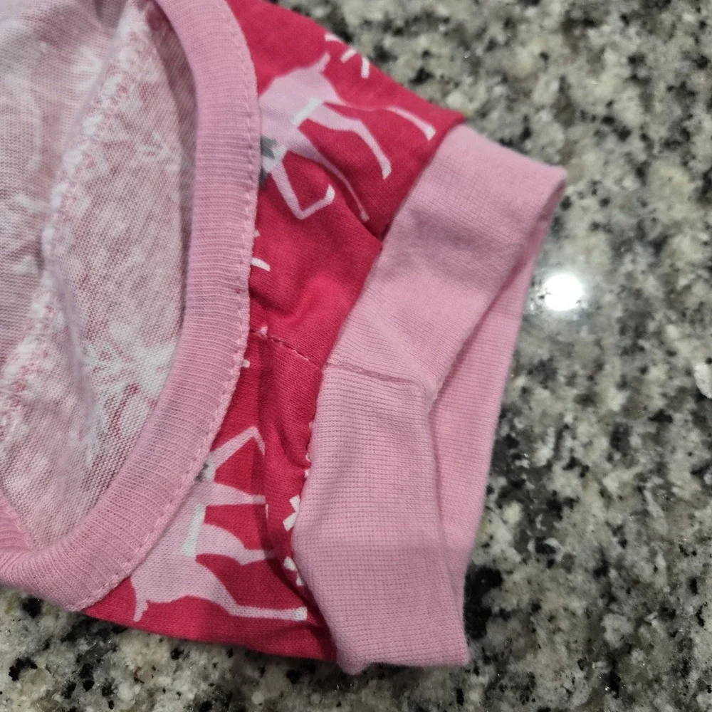 Pet Christmas Pajama Lot Of 2 Sz Small Pink Reindeer 13 Inch Back 10-20 Lbs